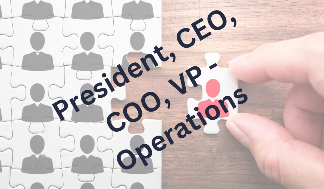 President, CEO, COO, VP Operations